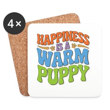 Vet Tech Happiness Is A Warm Puppy Pet Care Tech - Coasters (set of 4) - white - Front