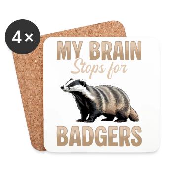 Funny Animal Badger - Coasters (set of 4) - white - Front