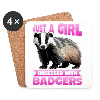 Funny Animal Badger - Coasters (set of 4) - white - Front