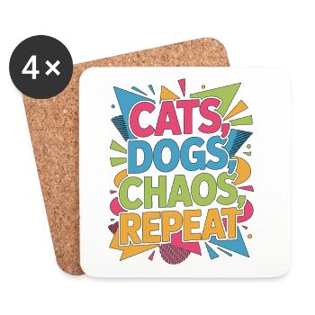 Vet Tech Cats Dogs Chaos Repeat Veterinary Clinic - Coasters (set of 4) - white - Front