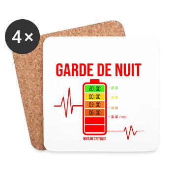 Garde de Nuit Batterie Faible Infirmière - Dessous de verre (lot de 4) - blanc - Devant