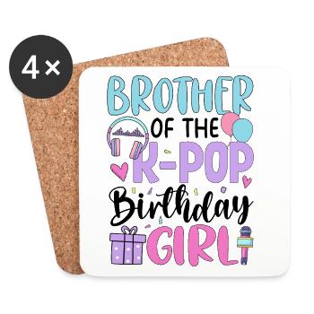Brother Of The K Pop Birthday Girl - Coasters (set of 4) - white - Front