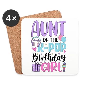 Aunt Of The K Pop Birthday Girl - Coasters (set of 4) - white - Front