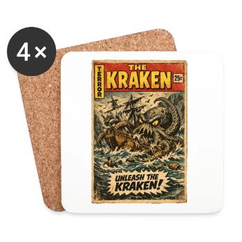 Kraken Sea Monster Vintage Comic - Coasters (set of 4) - white - Front