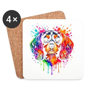 Cavalier King Charles | Spaniel Pop Art - Untersetzer (4er-Set) - Weiß - Vorne