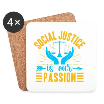 Social Worker Quote Justice Is Our Passion Social - Coasters (set of 4) - white - Front