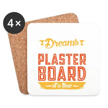 Constructeur de plaques de plâtre Installateur de plaques de plâtre - Dessous de verre (lot de 4) - blanc - Devant