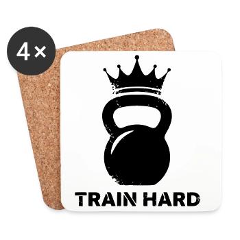 Kettlebell Krone Train Hard - Dessous de verre (lot de 4) - blanc - Devant