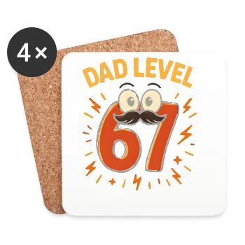 Dad Level 67 Six Seven Meme Father Dad Humor - Coasters (set of 4) - white - Front