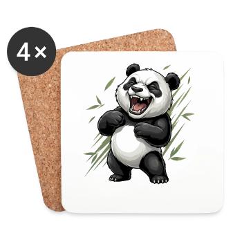 Lachender Panda im Bambus-Panorama - Untersetzer (4er-Set) - Weiß - Vorne