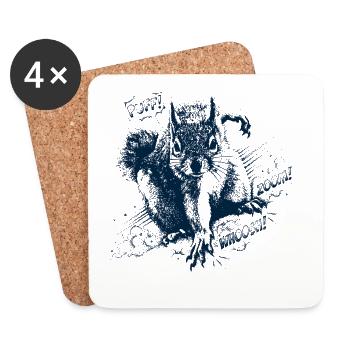 Super-héros écureuil - Dessous de verre (lot de 4) - blanc - Devant