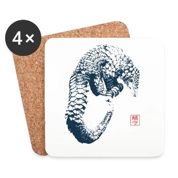 Schuppentier mit Kanji Stempel - Untersetzer (4er-Set) - Weiß - Vorne