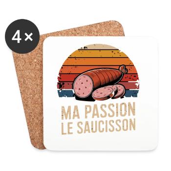  Ma Passion Le Saucisson Französische Wurstliebe - Untersetzer (4er-Set) - Weiß - Vorne