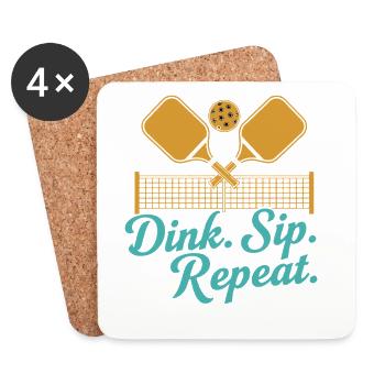 Pickleball Funny Player Dink Sip Repeat Paddles - Coasters (set of 4) - white - Front