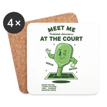 Pickleball Meet Me At The Court-Witzbold - Untersetzer (4er-Set) - Weiß - Vorne