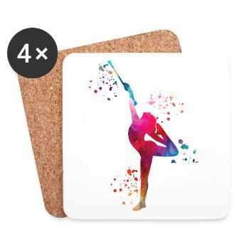 Gymnastin Mit Taktstock Rhythmische Sportgymnastik - Untersetzer (4er-Set) - Weiß - Vorne