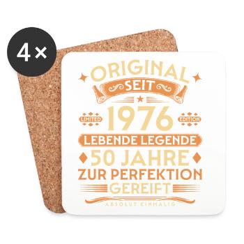 Original seit 1976 – Lebende Legende 50 Jahre - Untersetzer (4er-Set) - Weiß - Vorne