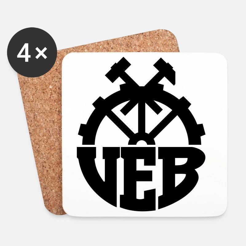 VEB Logo - Abzeichen der DDR (Farbe änderbar) - Untersetzer (4er-Set) - Weiß