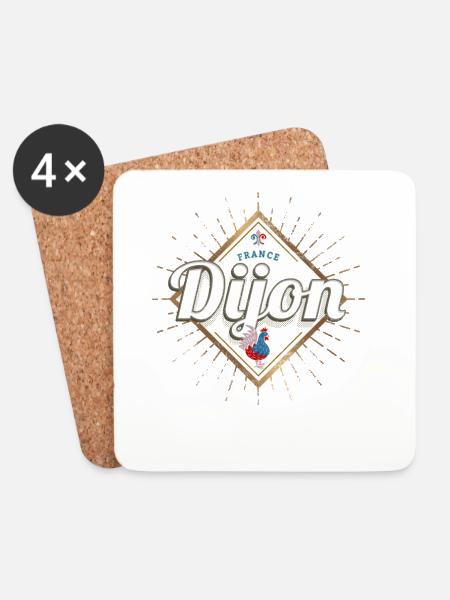 Dijon Stadt Burgund Frankreich Retro Hahn Souvenir - Untersetzer (4er-Set) - Weiß