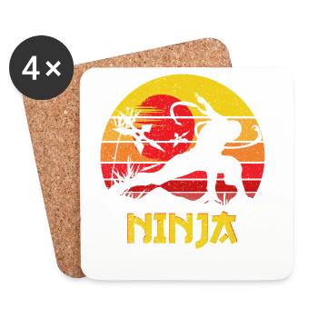 Sunset Ninja Silhouette - Untersetzer (4er-Set) - Weiß - Vorne