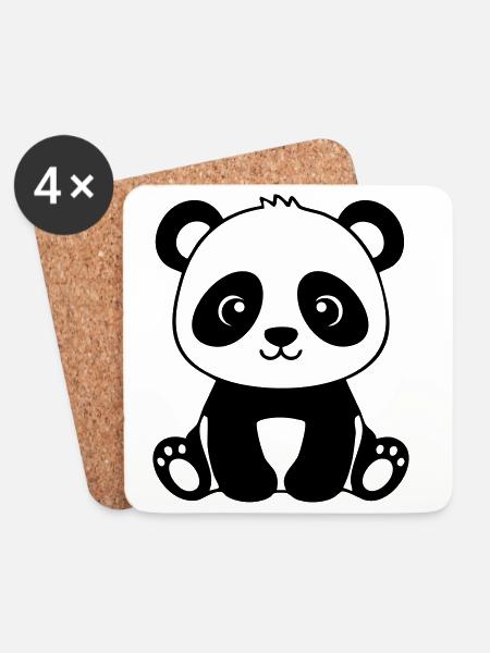 Süßes Panda-Baby – Schwarz und Weiß - Untersetzer (4er-Set) - Weiß