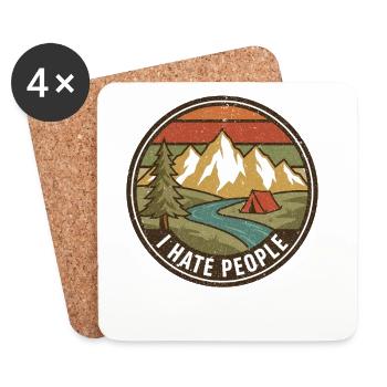 Hiking Camping Trekking Outdoors Nature Mountain - Coasters (set of 4) - white - Front