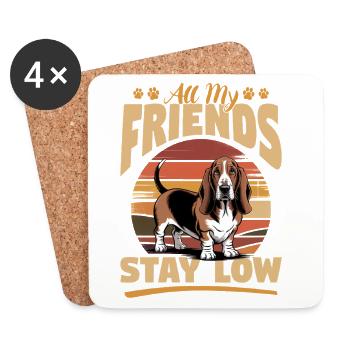 Funny Dog Breed Basset Hound - Coasters (set of 4) - white - Front