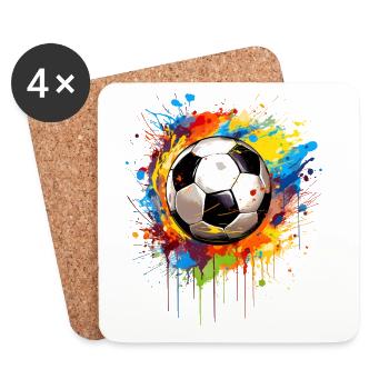 Foot Football Ballon Joueur Supporter Maillot - Dessous de verre (lot de 4) - blanc - Devant