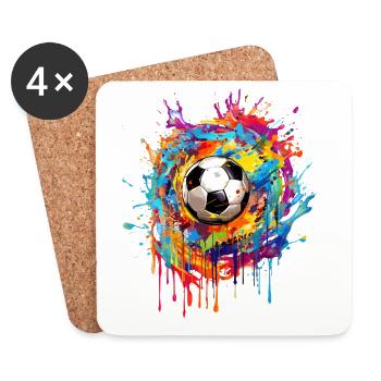 Foot Football Ballon Joueur Supporter Maillot Tee - Dessous de verre (lot de 4) - blanc - Devant