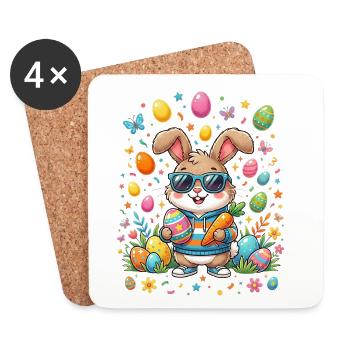 Lunettes de soleil Lapin de Pâques - Dessous de verre (lot de 4) - blanc - Devant