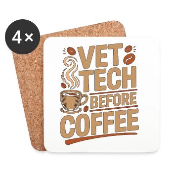 Vet Tech Before Coffee Pet Care Tech Coffee Lover - Coasters (set of 4) - white - Front