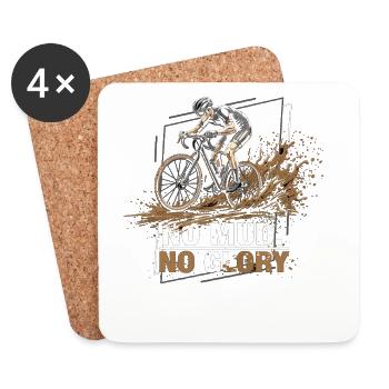 No Mud No Glory – Gravel Bike Fahrrad - Untersetzer (4er-Set) - Weiß - Vorne