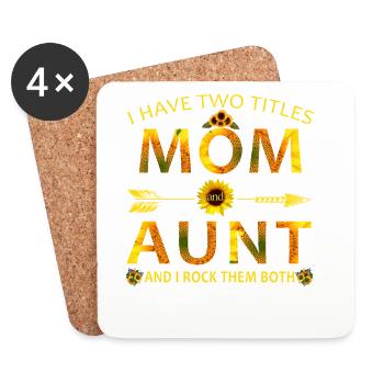 Mom & Aunt Sunflower Floral Shirt - Coasters (set of 4) - white - Front