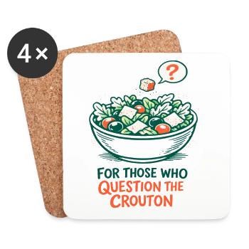 Crouton-Zweifel | Salat Humor Keto - Untersetzer (4er-Set) - Weiß - Vorne