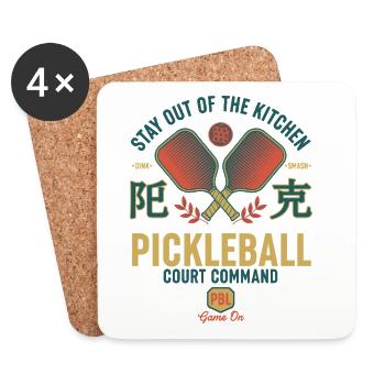 Pickleball Funny Player Kitchen Court Command - Coasters (set of 4) - white - Front