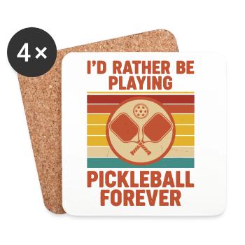 Pickleball würde lieber für immer Pickleball spielen - Untersetzer (4er-Set) - Weiß - Vorne