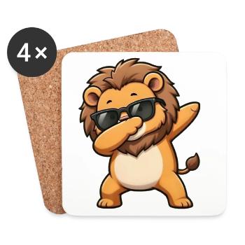 Dabbing Lion - Dessous de verre (lot de 4) - blanc - Devant