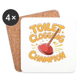 Champion du bouchon des toilettes, Chouchouteuse drôle - Dessous de verre (lot de 4) - blanc - Devant
