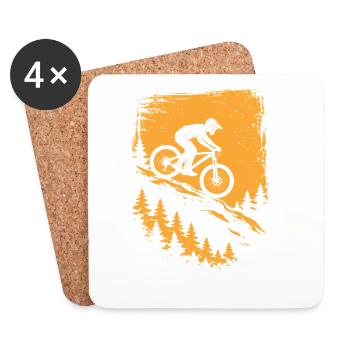 Mountainbike Downhill – Trail Biker Design - Untersetzer (4er-Set) - Weiß - Vorne