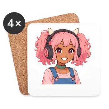 Vintage Japanese Bigfoot Gamer Anime Gaming - Coasters (set of 4) - white - Front