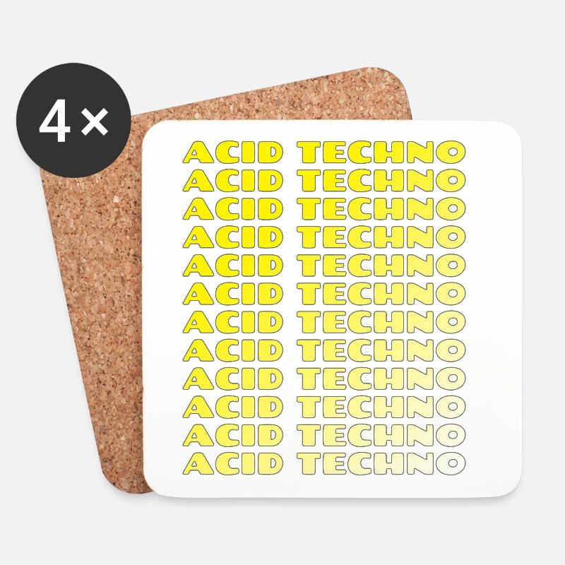 Acid Techno Repeat Neon - Untersetzer (4er-Set) - Weiß