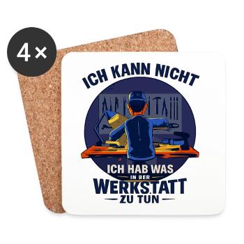 Ich kann nicht Werkstatt Spruch für Schrauber - Untersetzer (4er-Set) - Weiß - Vorne