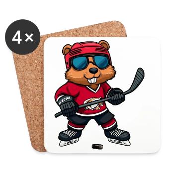 Hockey sur glace des Beavers - Dessous de verre (lot de 4) - blanc - Devant