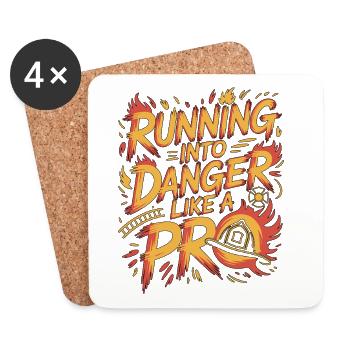 Fire Lieutenant Running Into Danger Firefighting - Coasters (set of 4) - white - Front