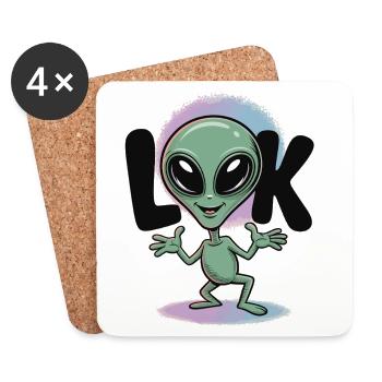 T-shirt extraterrestre Look Comic Space - Dessous de verre (lot de 4) - blanc - Devant