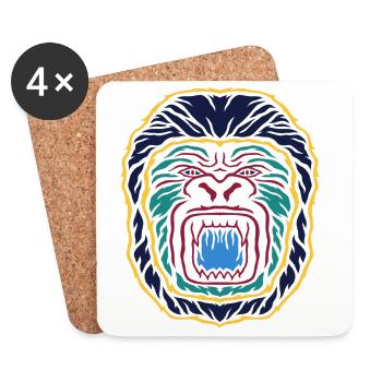Neon Gorilla Emblem: Colorful Face - Coasters (set of 4) - white - Front