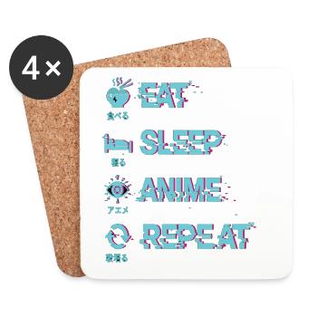 EAT SLEEP ANIME REPEAT - Coasters (set of 4) - white - Front