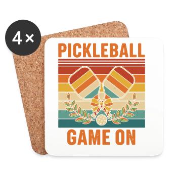 Pickleball-Spiel über den lustigen Spieler Pickle Ball - Untersetzer (4er-Set) - Weiß - Vorne