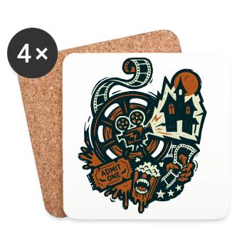 Horror Cinema Retro Film Design - Coasters (set of 4) - white - Front