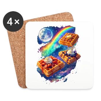 Galactic waffles in a rainbow frenzy - Coasters (set of 4) - white - Front